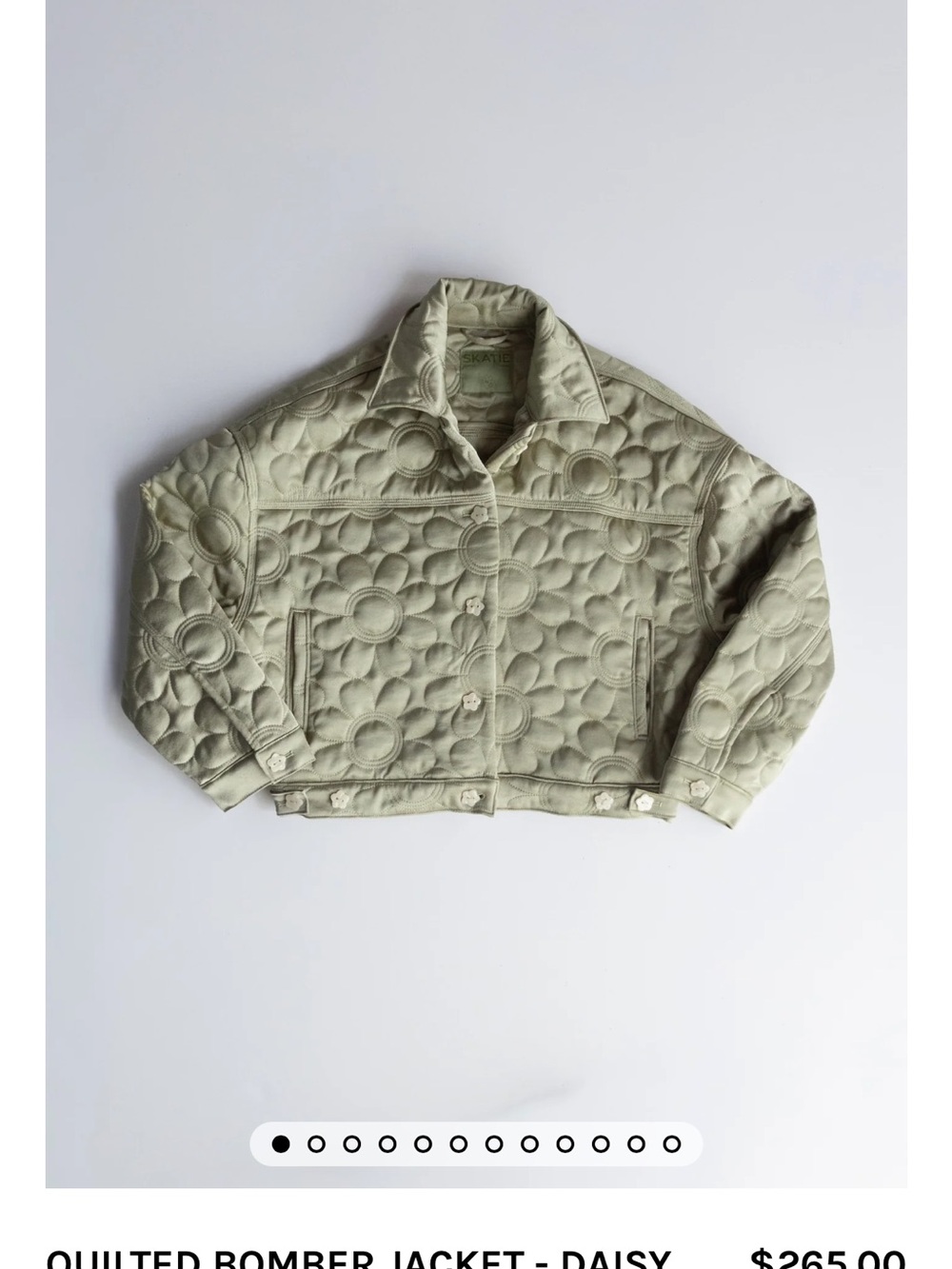 Skatie Quilted Daisy Bomber Jacket - Sage